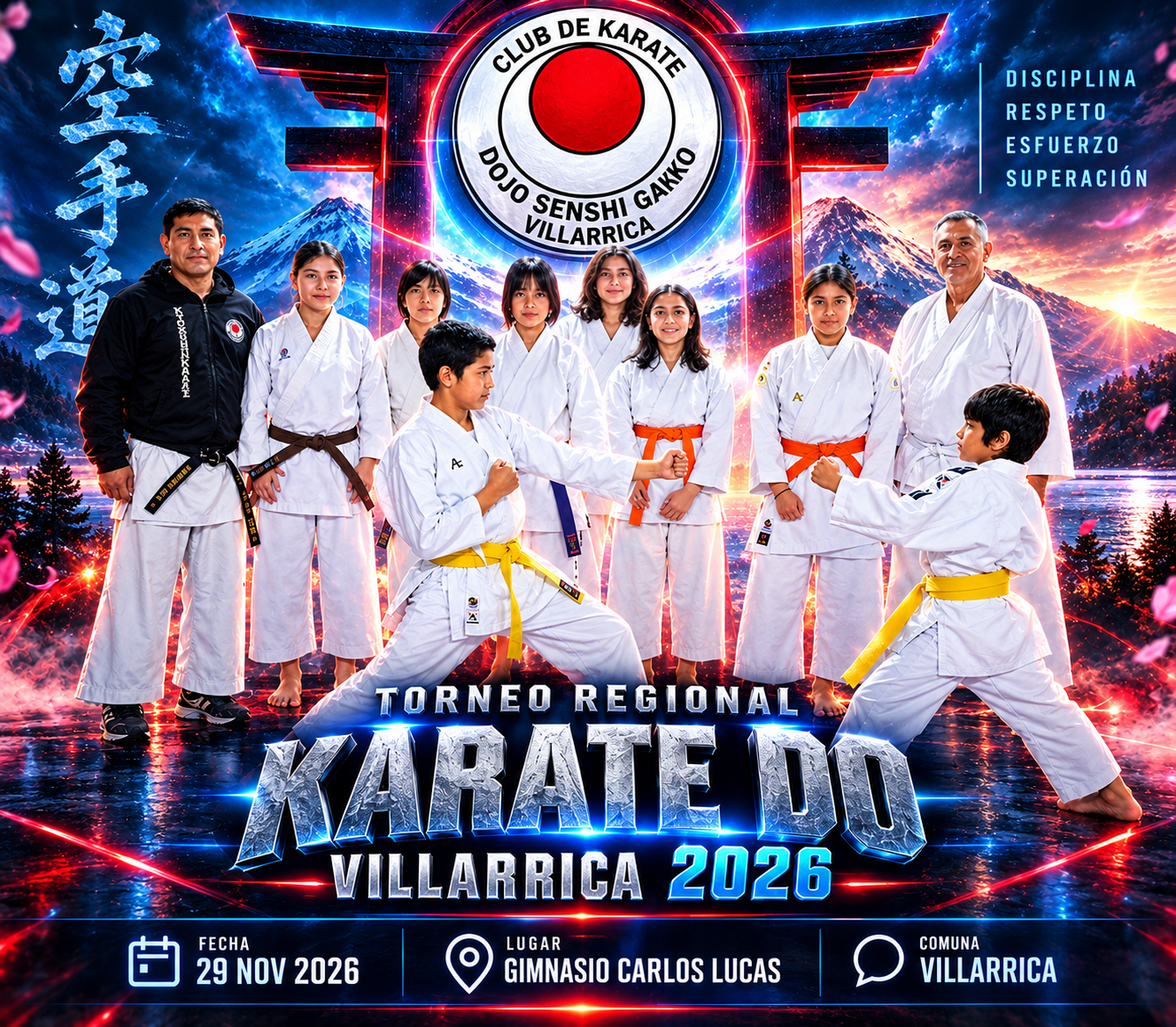 Afiche oficial de 2° TORNEO KARATE DO VILLARRICA